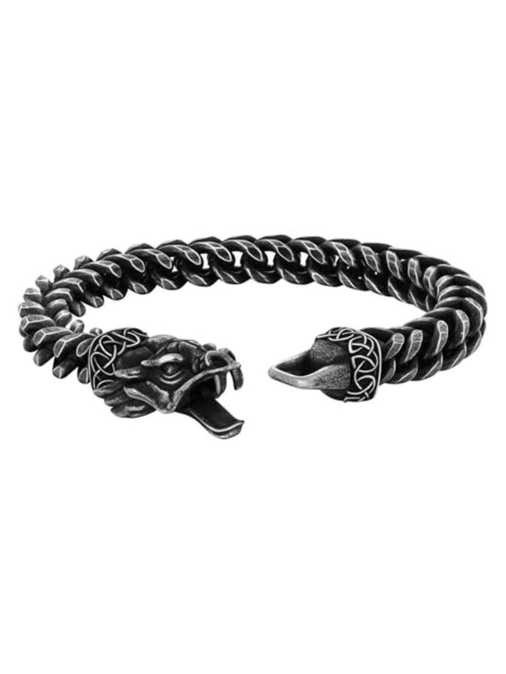 Stainless Steel Dragon Head Cuban Chain Bracelet Mens Biker Statement Jewelry